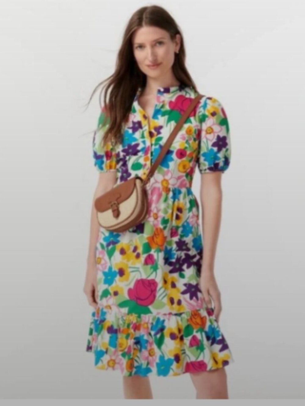 J. Crew Puff-Sleeve Dress in Vibrant Garden Print. 2